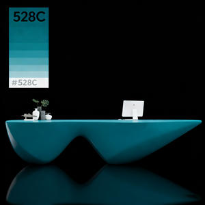 Q021BULE Réception moderne biomorphique avec cadre doré Réception personnalisée pour hôtels de charme petits espaces et écoles - Product Image 1