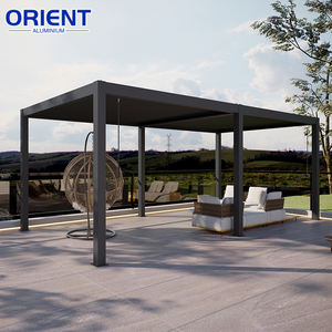 Pergola en aluminium avec pare-vent, pergola entièrement en aluminium avec toit réglable imperméable, <span class=keywords><strong>abri</strong></span> solaire extérieur pour patio - Product Image 4