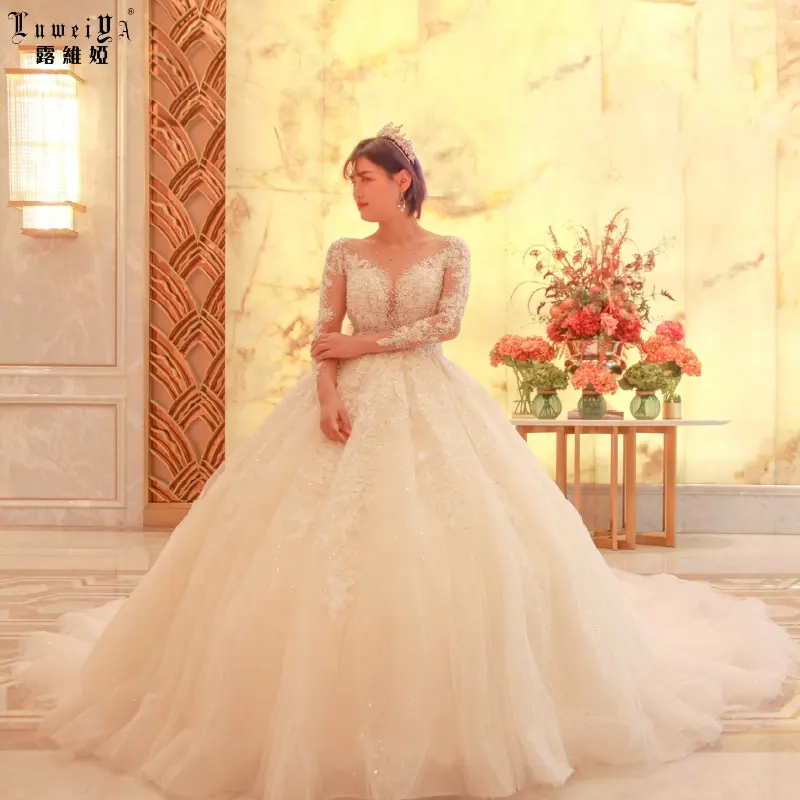 Женское свадебное платье принцессы с длинным шлейфом часовни платье для матери невесты платье на молнии сзади свадебное платье