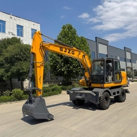 SJ-150 Excavatrice sur pneus 14t avec lame de bulldozer, moteur et engrenages, forte puissance de creusement, machine de construction mobile polyvalente pour l'urbanisme