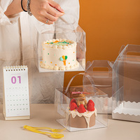 Boîtes à Gâteaux Transparentes Portables Carrées de 5 Pouces, en Plastique, pour Emballer Individuellement les Décorations