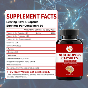 Cápsulas Nootrópicas para Mejorar la Salud Cognitiva y la Función Energética, con Cafeína y Extracto de Rhodiola Rosea, Precio al por Mayor - Product Image 5