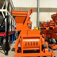 Prix d'usine JS500 Bétonnière Stationnaire avec Panneau de Commande, Garde-corps de Sécurité et Sortie par Convoyeur à Vis