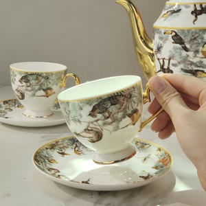 Juego de café y té de porcelana de la serie Equator Jungle, kit de tazas minimalista de cerámica occidental de hueso de porcelana. - Product Image 3