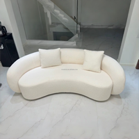 Sofá Moderno y Duradero de Terciopelo Esmerilado con Mechones, de Tres Plazas, en Forma de Arco, Color Crema, para Apartamento, Sala de Estar, Hotel y Hospital