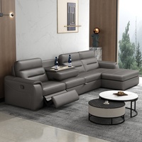 Sofá multifuncional de cuero de primera clase minimalista moderno, sillón reclinable eléctrico en forma de L, sofá cama de esquina para sala de estar con almacenamiento