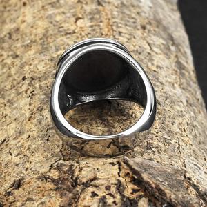 Men's Titanium Steel <b>Ring</b> Viking Wolf Head Round Geometric Design Hip Hop Style Gift Jewelry - Product Image 3