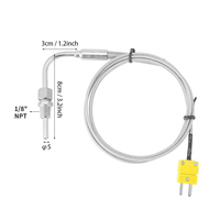 Cable blindado flexible forma de L sensor de temperatura industrial termopar sonda tipo K