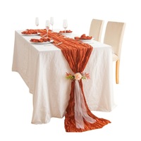 Chemin de Table en Gaze de Coton de 90x180 cm, Chemin de Table Bohème Vintage pour Mariage