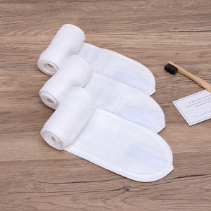 Diadema de Spa con Logotipo Personalizado, Diadema de Fibra de Bambú Blanca con Velcro, Paño de Bambú para la Cabeza - Product Image 5