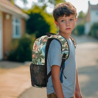 Sac à dos d'étudiant personnalisé de 17 pouces avec motif de cabanes de plage des îles du Pacifique pour l'école et les voyages