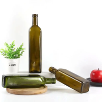 Bouteille d'huile d'olive ambrée en gros 250 ml 500 ml 750 ml 1 L Bouteille en verre carrée Marasca pour huile de cuisson