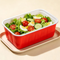 Boîte alimentaire rectangulaire jetable en plastique noir, personnalisable OEM, pour plats à emporter, durable