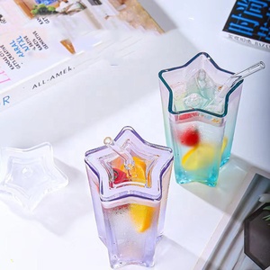 Canecas de Vidro Coloridas com Gradiente Estelar de 300ml para Café Gelado, Suco e Leite com Tampa e Canudo, Copo de Bebida de Vidro Reutilizável e Durável - Product Image 5