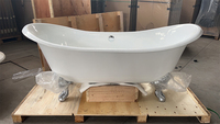 Baignoire autoportante ovale classique de 72 pouces en fonte émaillée blanche, double extrémité, luxueuse, pour bain profond, durable 50 ans, portable