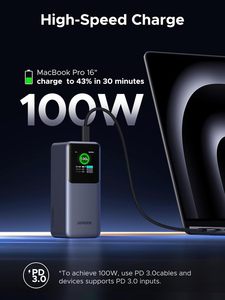 Ugreast nexode 20000mAh 130W PD ชาร์จเร็<span class=keywords><strong>ว</strong></span>3พอร์ต USB-C <span class=keywords><strong>พา</strong></span><span class=keywords><strong>ว</strong></span><span class=keywords><strong>เวอร์</strong></span><span class=keywords><strong>แบงค์</strong></span>และที่ชาร์จแบบพกพาสำหรับ macbook/ipad/ipone/S24 - Product Image 2