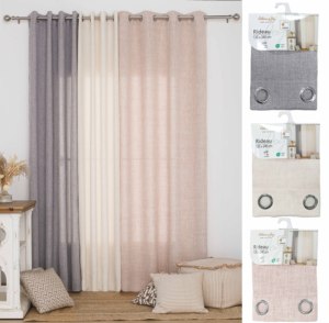 Nuevas Cortinas con Aspecto de Lino, Filtrantes de Luz, Color Liso, Listas para Usar, Cortinas Contemporáneas de Lino Sintético - 3 Colores en Stock - Product Image 1