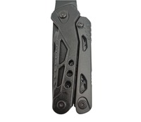 Outil multifonctionnel durable pour le bricolage, avec hache, marteau, pinces, biseau de fendage et allume-feu, en acier inoxydable/aluminium noir
