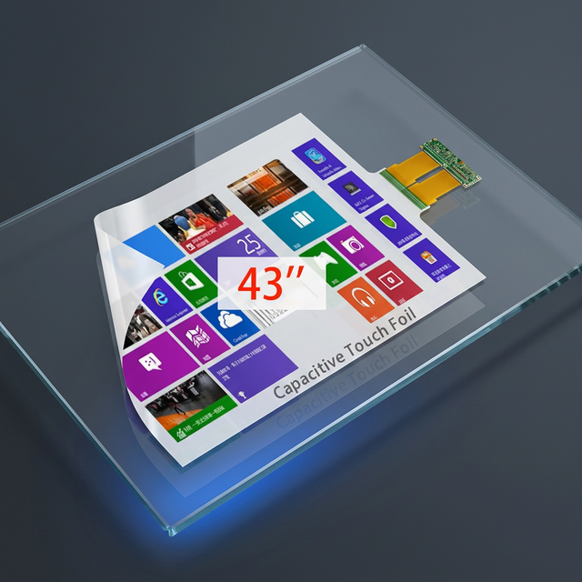 43 Inch PCAP Touch Foil High Sensitivity Self Adhesive Transparent Film for Interactive Window Display