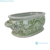 Pot Bunga Keramik RZSC68-G Vintage Green Dragon Porcelain Planter Bath Chinoiserie Tradisional