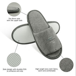 Chaussons d'hôtel jetables personnalisés à bout ouvert en coton éponge avec logo brodé pour SPA <span class=keywords><strong>Airbnb</strong></span> - Product Image 2