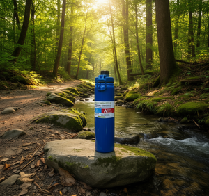 Bottiglia sottovuoto in acciaio inossidabile da 1000 ml, portatile, per la purificazione dell'acqua all'aperto - Product Image 2