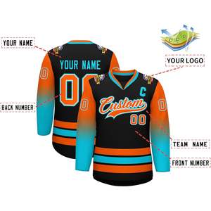 2025 maillot de Hockey dégradé personnalisé vêtements de pratique personnalisés pour hommes et jeunes cousu imprimé nom numéro Logo nom de l'équipe - Product Image 4