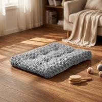 Coussin Rectangulaire Luxe en Fausse Fourrure pour Chien et Chat, Gris Moelleux, Épais, Chaud, Lavable, Tapis Shaggy pour Cages et Grands Chiens - Vente en Gros