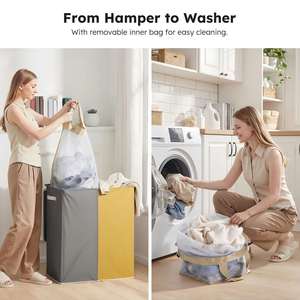 Cesto para Ropa Sucia Grande, Plegable, de 2 Secciones, para Dormitorio, Baño o Habitación - Product Image 5