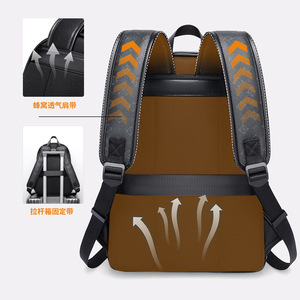 Large Capacity Checkered Print Laptop <b>Backpack</b> For Men Business Everyday Use Unisex Soft Handle Black - Product Image 3