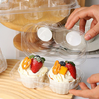 Boîte de présentation alimentaire en plastique transparent PET recyclé pour cupcakes, sushi, gelée, sucre, hamburger, chewing-gum, en stock