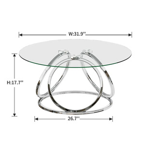 Luxury modern <b>small</b> apartment coffee <b>table</b>, Italian glass coffee <b>table</b>, living room round coffee <b>table</b> combination sofa side - Product Image 4