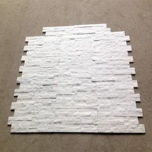 Witte Kwartsiet Slab Cultuur Steen 10*40*1.2Cm Voor Gevelbekleding Panel