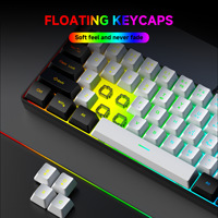 Clavier de jeu professionnel 60 % avec interrupteurs noirs et blancs, 61 touches, portable, rétroéclairage LED RGB mécanique
