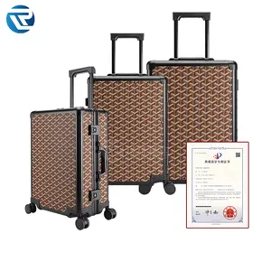 2024 The latest design leather TSA Customs lock coarse aluminum frame luggage unisex suitcase is convenient and stylish