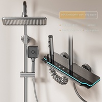 Ensemble de robinetterie de douche murale de luxe moderne en aluminium avec affichage numérique LED et jet de massage doux pour hôtels