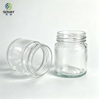 Stoples Kaca Bulat Berbentuk Bahu Melengkung 150ml, Wadah Berulir Kualitas Makanan untuk Pengemasan Saus dan Selai Buatan Sendiri