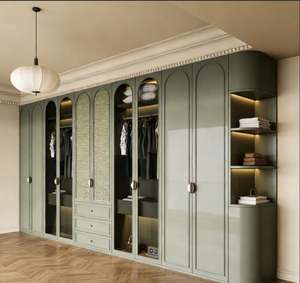 Armoire en bois massif sur mesure avec portes coulissantes, mobilier de chambre à coucher moderne, système de rangement, organisation de rangement de placard - Product Image 1