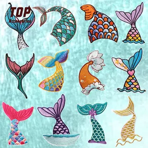 Clothing On Wholechenillerembroiderytches Designerpatches Beauty Fishtail Iron Fabric Cotton PVC Handmade