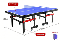 Table de ping-pong pliable d'intérieur avec plateau en MDF de 12, 15 ou 18 mm, roulettes et hauteur réglable, idéale pour la revente en gros