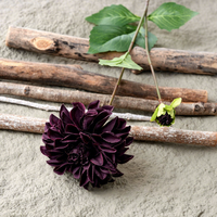 2 têtes de fleurs artificielles Dahlia effet naturel, style européen, avec plante verte, pour décoration de mariage, remise de diplôme, Thanksgiving, réutilisables