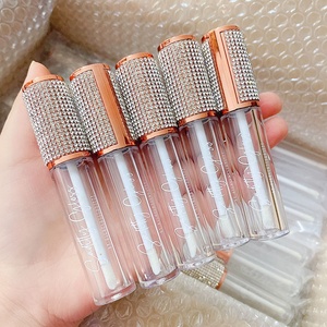 Gran oferta MOQ 100 piezas Logotipo personalizado Metálico 6ml Oro Plata Contenedores líquidos Tubo de brillo de labios de diamantes de imitación vacío - Product Image 5