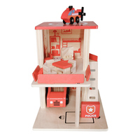 Station de jeu de rôle en bois pour enfant, jouet, reproduction rouge, salon de feu, maison de jeu