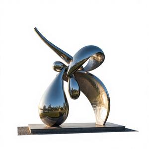 Sculpture en acier inoxydable de grande taille, design abstrait de croissance, art déco populaire, imperméable, durable, pour l'extérieur, jardin, montage au sol - Product Image 1