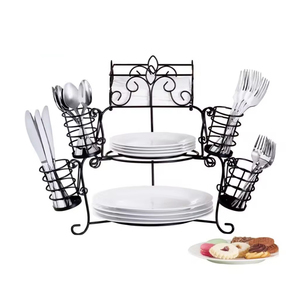 7-Piece Metal Buffet <strong>Wire</strong> <strong>Rack</strong> Organizer Plate &amp; Napkin <strong>Rack</strong> with Cutlery Holder Flatware Caddy Storage Dish <strong>Rack</strong> Kitchen Use - Product Image 6