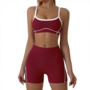 Conjunto Deportivo de Dos Piezas para Mujer, Transpirable, para Yoga, Correr, Ejercicio al Aire Libre, Secado Rápido, Diseño Ajustado con Contraste - Product Image 1