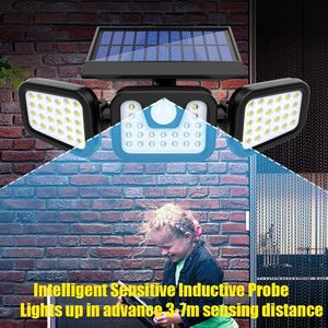 Outdoor Wall <b>Light</b> Three Head <b>LED</b> Solar <b>Sensor</b> Waterproof IP65 All Weather Resistant Street <b>Light</b> for Courtyard Roadside - Product Image 2