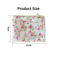 Dompet Koin Anti Maling Mini Katun Berkualitas Tinggi dengan Cetak Sublimasi Custom Pabrik, Kantong Uang Kecil Lucu, Dompet Lipstik dengan Resleting