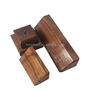 Walnut Display Base Standing Sign Holder,Blank Plaques Wooden Shapes for 2 Tier Desk Block Wedge,Desk Name Plate Holder