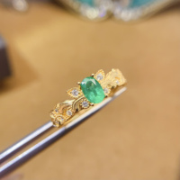 Factory Wholesale Custom 925 Sterling Silver Women's Wedding Ring Natural Emerald Gold Plated for Engagement Gift